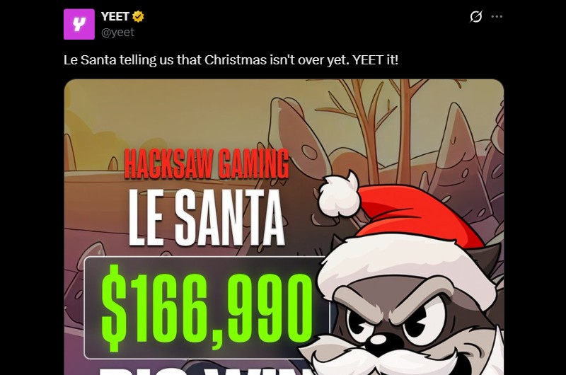 Twitter 167K Le Santa Yeet Slot Win